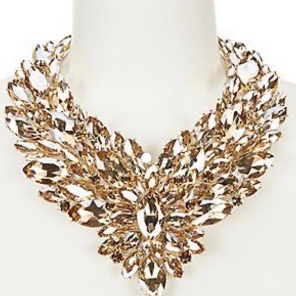 Natasha vintage RHINESTONE GOLD PLATED STATEMENT NECKLACE - Picture 1 of 8